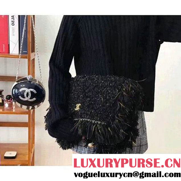 Chanel Fringe Tweed Clutch Bag A91824 Black 2017 (KN-7102629 )