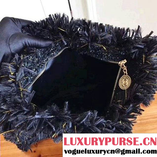 Chanel Fringe Tweed Clutch Bag A91824 Black 2017 (KN-7102629 )