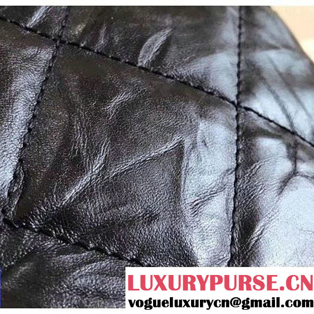 Chanel Big Bang Metallic Crumpled Calfskin Flap Bag A91976 Black 2017 (2A043-7102624 )