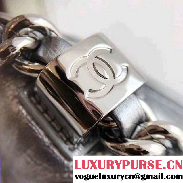 Chanel Big Bang Metallic Crumpled Calfskin Flap Bag A91976 Silver 2017 (2A043-7102623 )