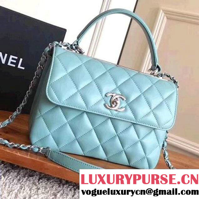 Chanel Small Trendy CC Flap Bag With Top Handle Jade 2017(Silver Hardware) (ZMD-7102622 )