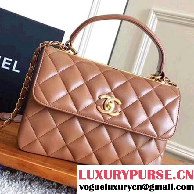 Chanel Small Trendy CC Flap Bag With Top Handle Caramel 2017(Gold Hardware) (ZMD-7102621 )