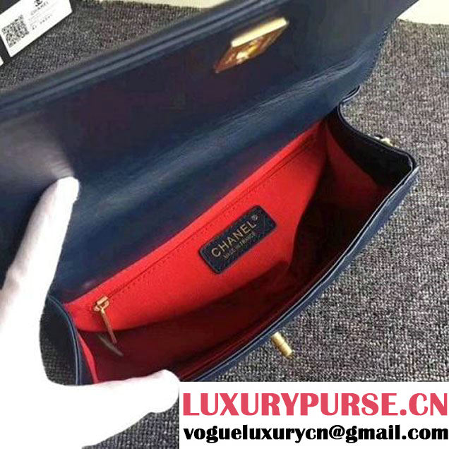 Chanel Crackled Chevron Calfskin Flap Bag With Top Handle A57213 Navy Blue 2017 (ZMD-7102619 )