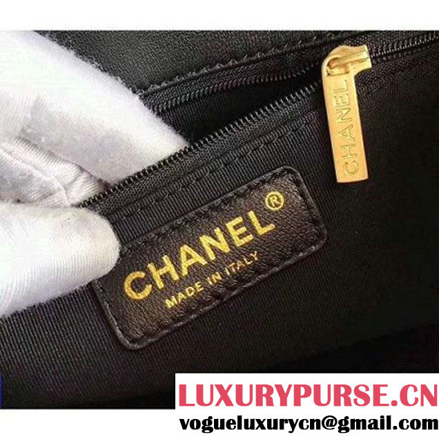 Chanel Gold Tone Twist Metal Lambskin Flap Bag A98796 Black/White 2017 (KN-7102616 )