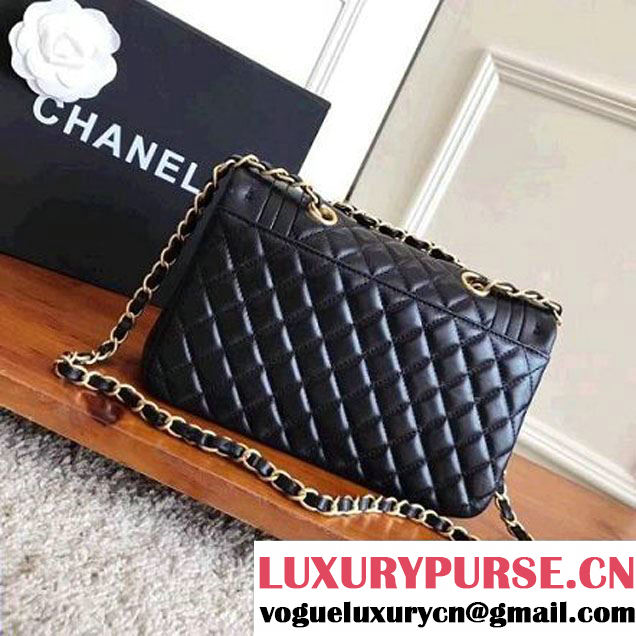 Chanel Gold Tone Twist Metal Lambskin Flap Bag A98796 Black 2017 (KN-7102615 )