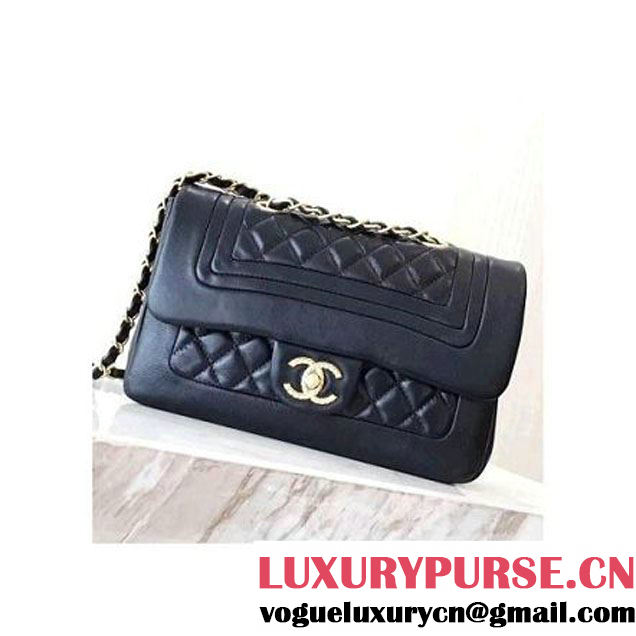 Chanel Gold Tone Twist Metal Lambskin Flap Bag A98796 Black 2017 (KN-7102615 )