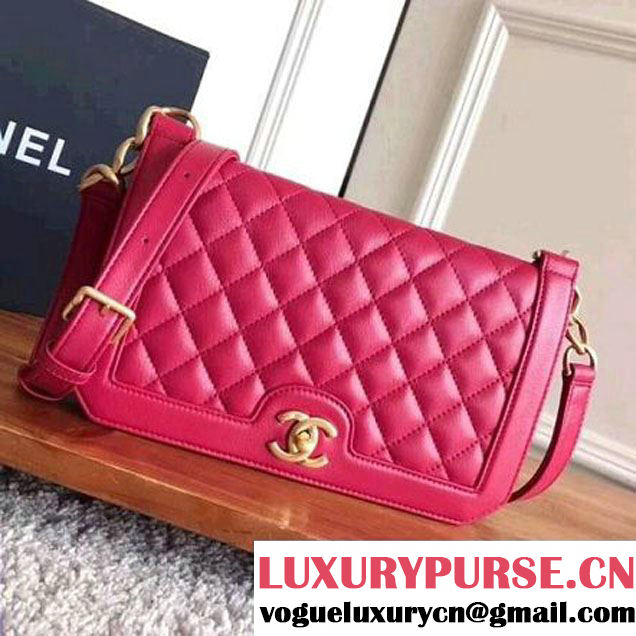 Chanel Gold Tone Metal Calfskin Medium Flap Bag A91577 Rosy 2017 (KN-7102608 )