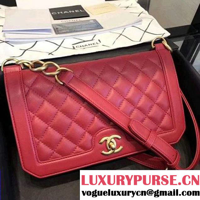 Chanel Gold Tone Metal Calfskin Medium Flap Bag A91577 Rosy 2017 (KN-7102608 )
