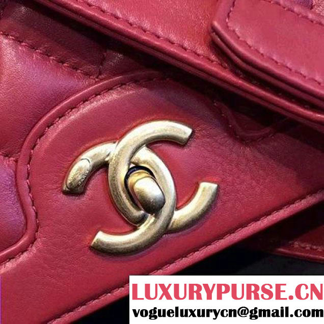Chanel Gold Tone Metal Calfskin Medium Flap Bag A91577 Rosy 2017 (KN-7102608 )