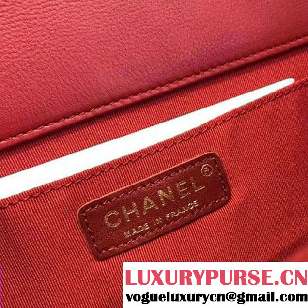 Chanel Gold Tone Metal Calfskin Medium Flap Bag A91577 Rosy 2017 (KN-7102608 )