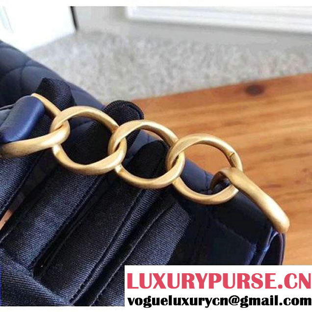 Chanel Gold Tone Metal Calfskin Medium Flap Bag A91577 Navy Blue 2017 (KN-7102607 )
