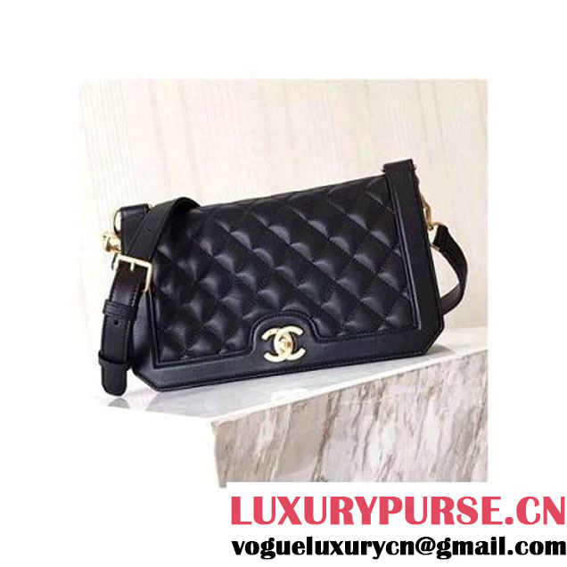 Chanel Gold Tone Metal Calfskin Medium Flap Bag A91577 Black 2017 (KN-7102606 )