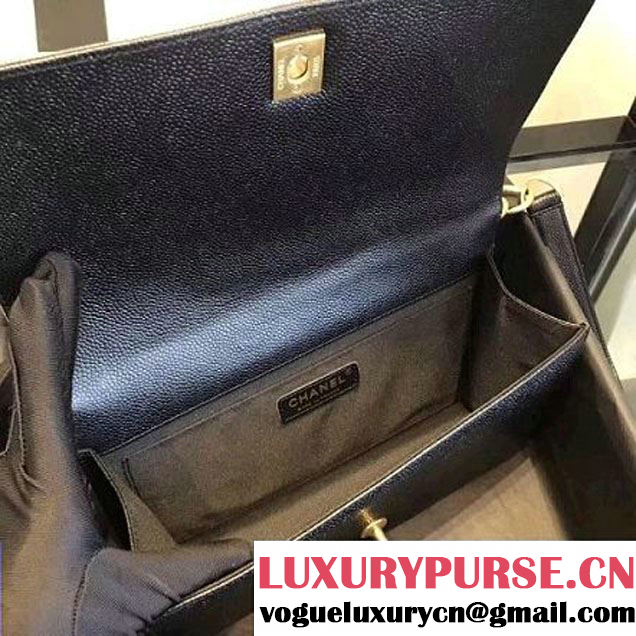 Chanel Gold Tone Metal Caviar Calfskin Medium Flap Bag A91577 Black 2017 (KN-7102605 )
