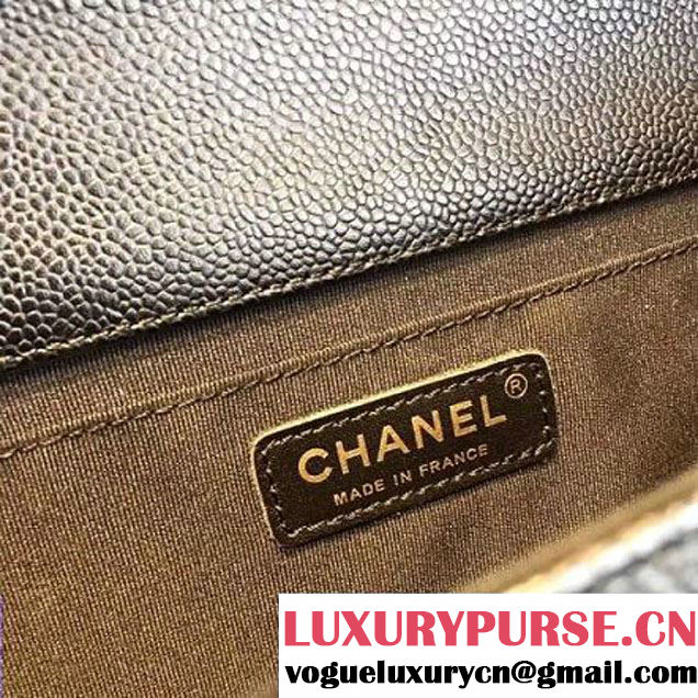 Chanel Gold Tone Metal Caviar Calfskin Medium Flap Bag A91577 Black 2017 (KN-7102605 )