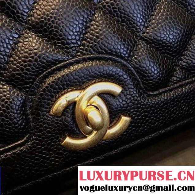 Chanel Gold Tone Metal Caviar Calfskin Medium Flap Bag A91577 Black 2017 (KN-7102605 )