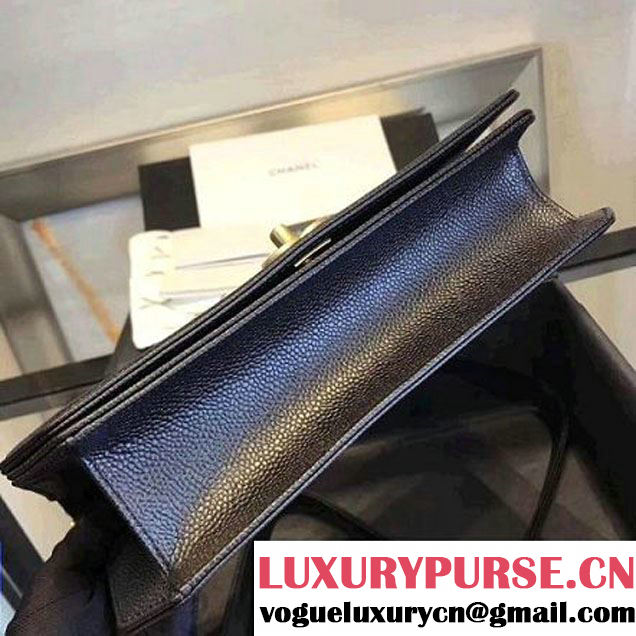 Chanel Gold Tone Metal Caviar Calfskin Medium Flap Bag A91577 Black 2017 (KN-7102605 )
