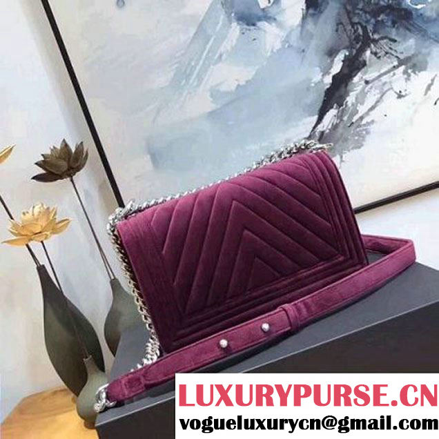 Chanel Velvet Medium Boy Chanel Flap Bag With Strass Planet Fuchsia 2017 (KN-7102604 )