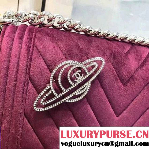 Chanel Velvet Medium Boy Chanel Flap Bag With Strass Planet Fuchsia 2017 (KN-7102604 )