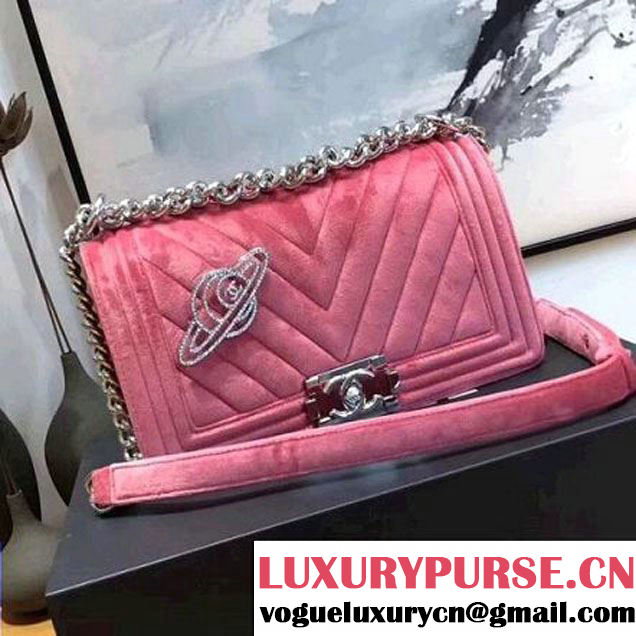 Chanel Velvet Medium Boy Chanel Flap Bag With Strass Planet Rouge 2017 (KN-7102603 )