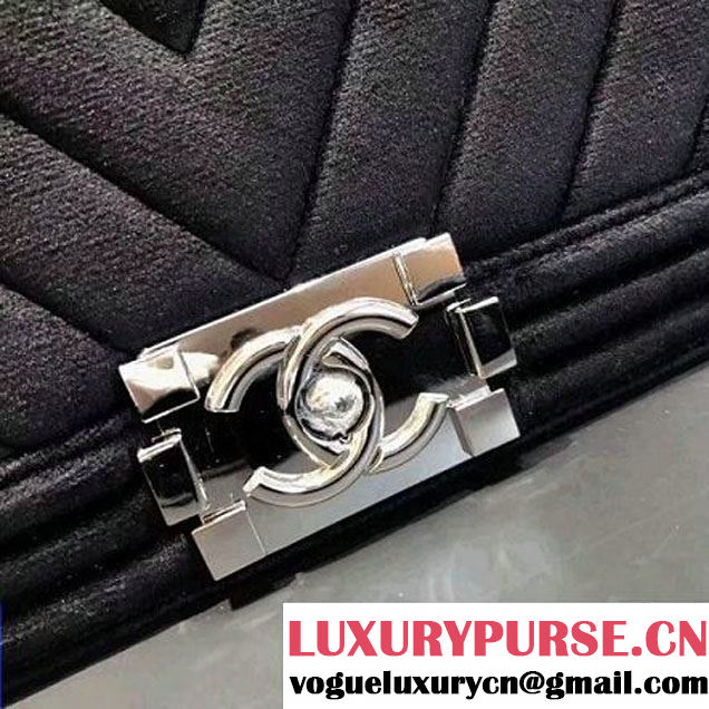 Chanel Velvet Medium Boy Chanel Flap Bag With Strass Planet Black 2017 (KN-7102602 )