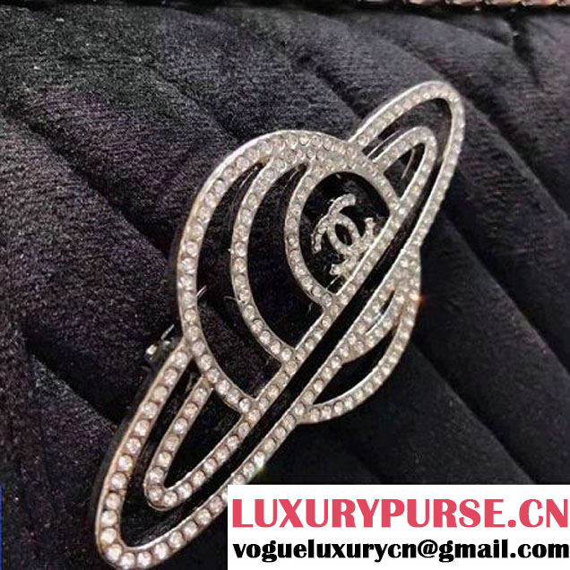Chanel Velvet Medium Boy Chanel Flap Bag With Strass Planet Black 2017 (KN-7102602 )