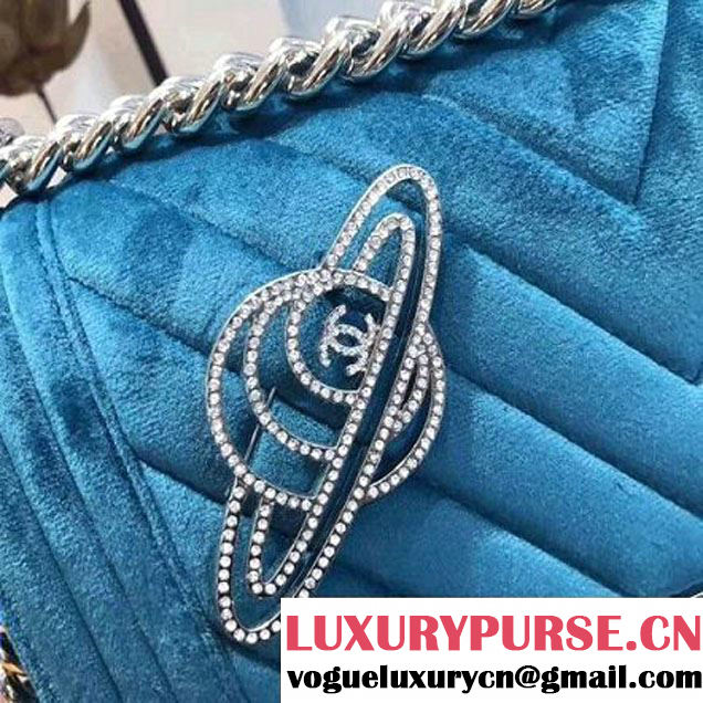 Chanel Velvet Medium Boy Chanel Flap Bag With Strass Planet Blue 2017 (KN-7102601 )