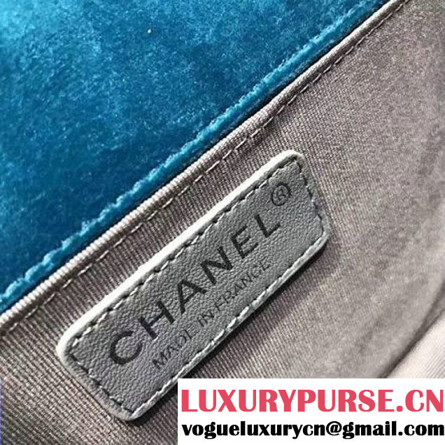 Chanel Velvet Medium Boy Chanel Flap Bag With Strass Planet Blue 2017 (KN-7102601 )