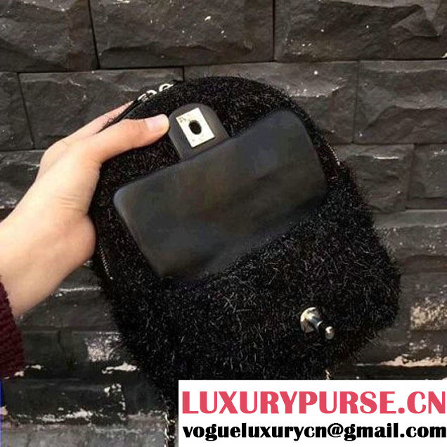 Chanel Knit Pluto Glitter Mini Backpack Bag Black 2017 (2A143-7110110 )