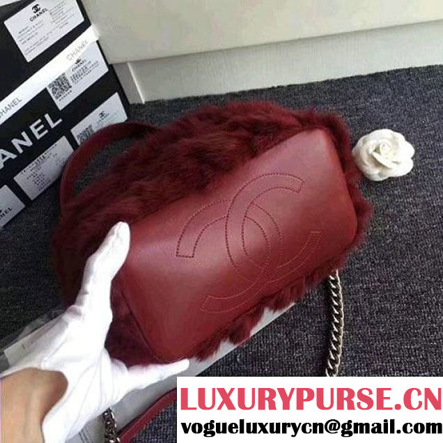 Chanel Lambskin/Angora Drawstring Bucket Bag Burgundy (ZMD-7110119 )