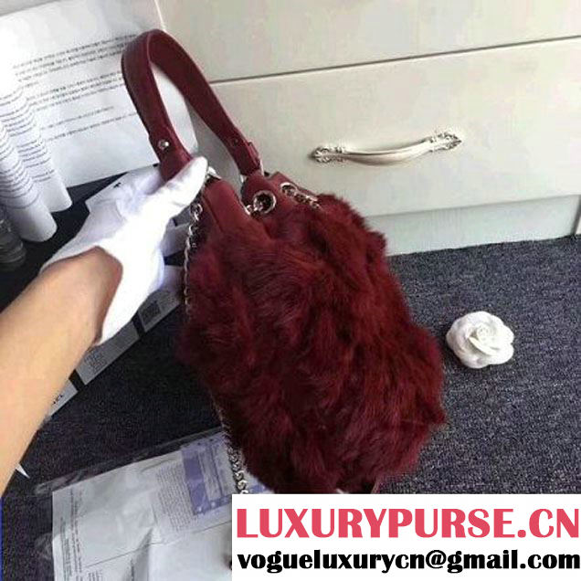 Chanel Lambskin/Angora Drawstring Bucket Bag Burgundy (ZMD-7110119 )