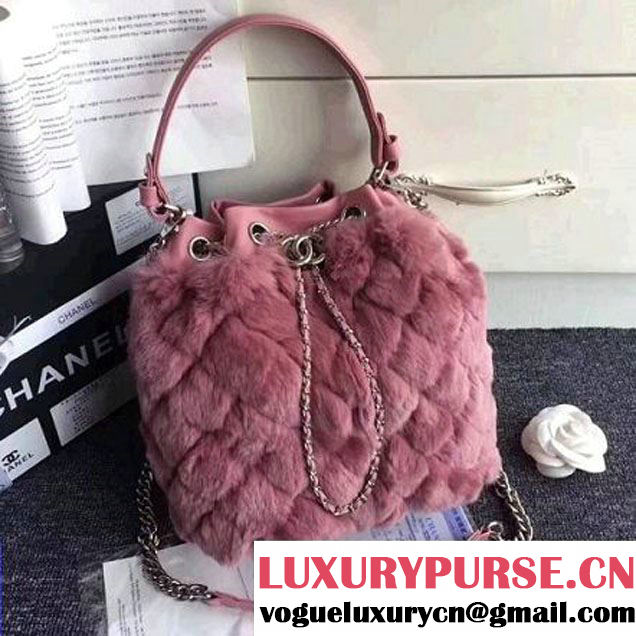 Chanel Lambskin/Angora Drawstring Bucket Bag Pink (ZMD-7110118 )