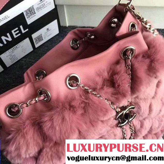Chanel Lambskin/Angora Drawstring Bucket Bag Pink (ZMD-7110118 )
