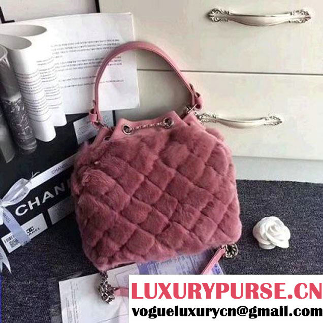 Chanel Lambskin/Angora Drawstring Bucket Bag Pink (ZMD-7110118 )