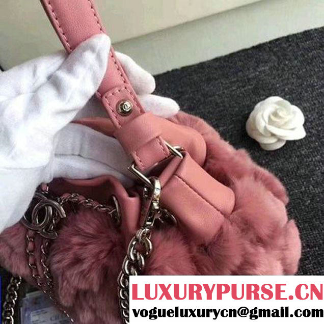 Chanel Lambskin/Angora Drawstring Bucket Bag Pink (ZMD-7110118 )