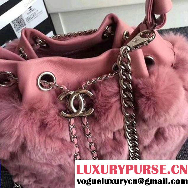 Chanel Lambskin/Angora Drawstring Bucket Bag Pink (ZMD-7110118 )