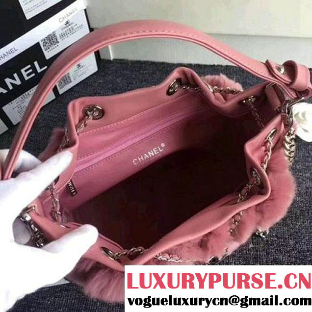Chanel Lambskin/Angora Drawstring Bucket Bag Pink (ZMD-7110118 )