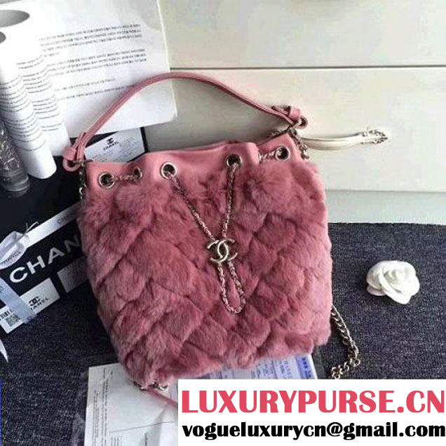 Chanel Lambskin/Angora Drawstring Bucket Bag Pink (ZMD-7110118 )
