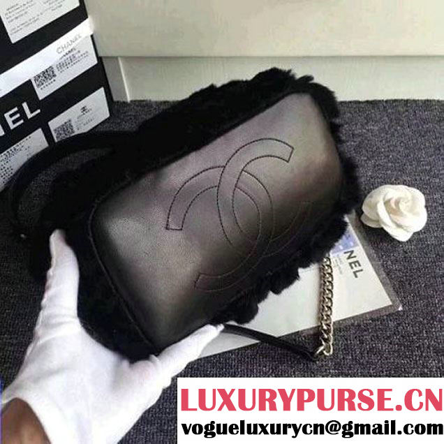 Chanel Lambskin/Angora Drawstring Bucket Bag Black (ZMD-7110117 )