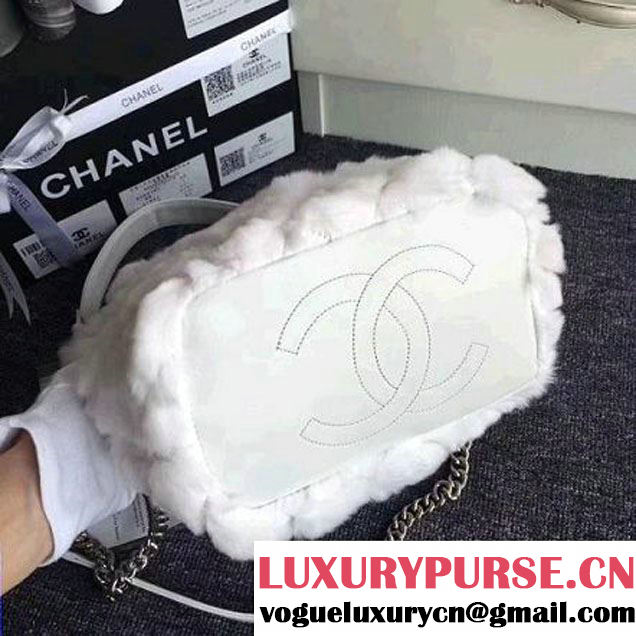 Chanel Lambskin/Angora Drawstring Bucket Bag White (ZMD-7110116 )