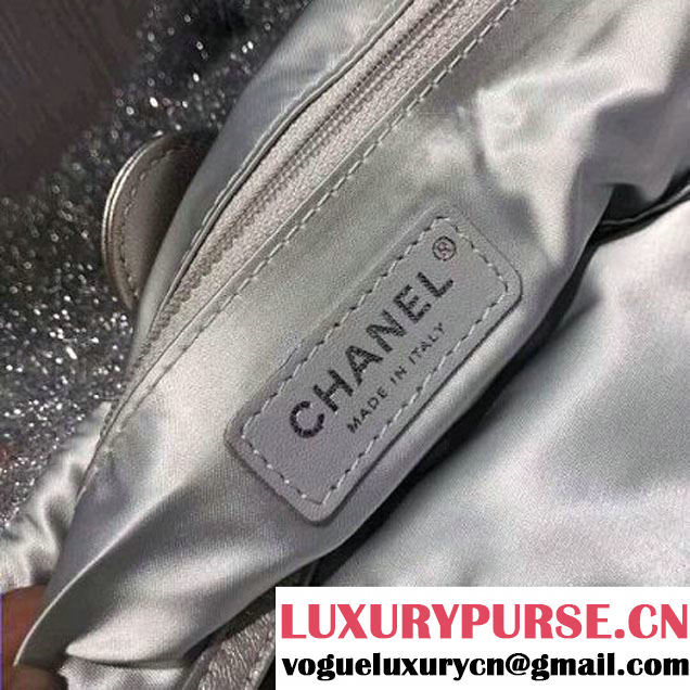 Chanel Knit Pluto Glitter Large Shopping Tote Bag A91988 Silver 2017 (2A143-7110115 )