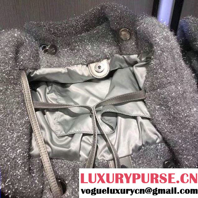 Chanel Knit Pluto Glitter Large Shopping Tote Bag A91988 Silver 2017 (2A143-7110115 )