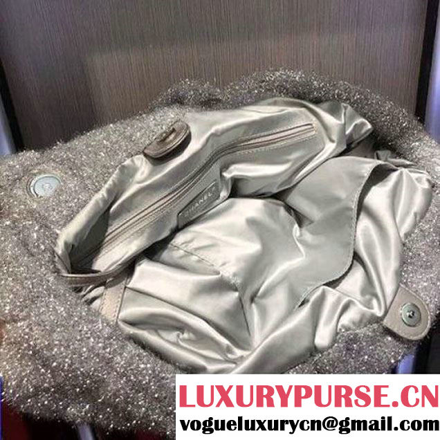 Chanel Knit Pluto Glitter Large Shopping Tote Bag A91988 Silver 2017 (2A143-7110115 )