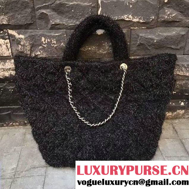 Chanel Knit Pluto Glitter Large Shopping Tote Bag A91988 Black 2017 (2A143-7110114 )
