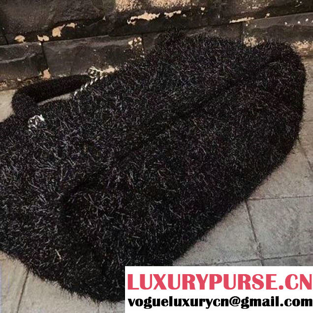 Chanel Knit Pluto Glitter Large Shopping Tote Bag A91988 Black 2017 (2A143-7110114 )