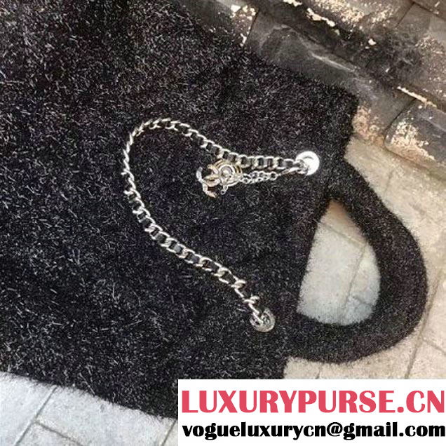 Chanel Knit Pluto Glitter Large Shopping Tote Bag A91988 Black 2017 (2A143-7110114 )