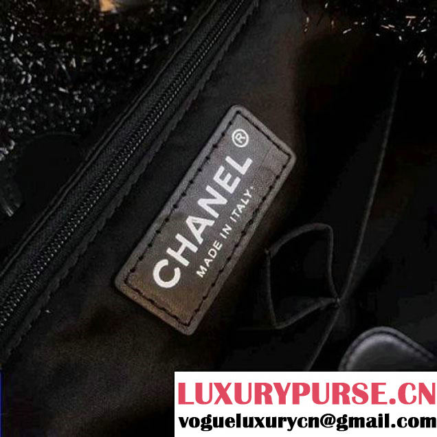 Chanel Knit Pluto Glitter Large Shopping Tote Bag A91988 Black 2017 (2A143-7110114 )