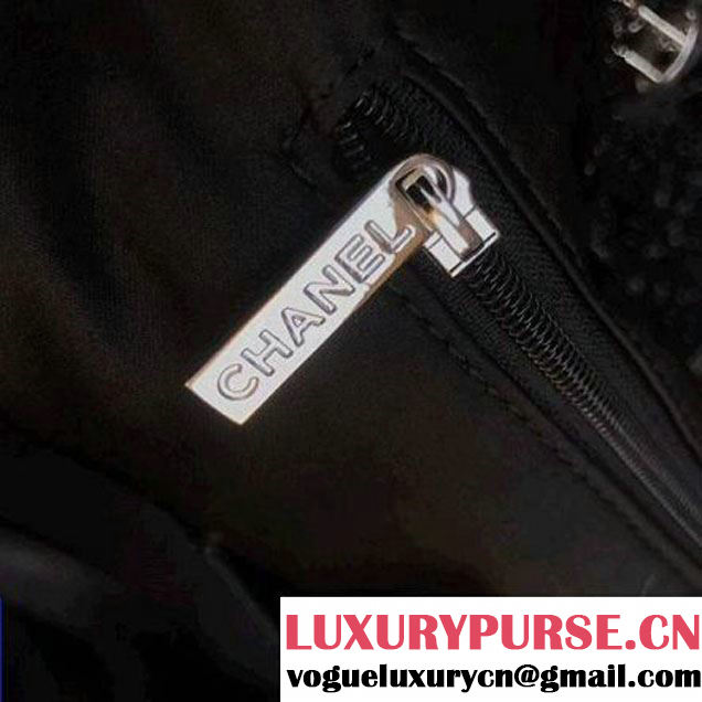 Chanel Knit Pluto Glitter Large Shopping Tote Bag A91988 Black 2017 (2A143-7110114 )
