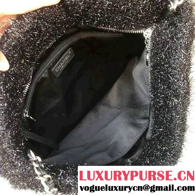 Chanel Knit Pluto Glitter Large Shopping Tote Bag A91989 Black 2017 (2A143-7110112 )