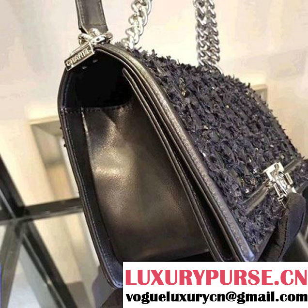 Chanel Embroidered Lambskin Medium Boy Flap Bag Black 2017 (KN-7110105 )