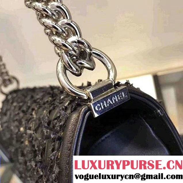 Chanel Embroidered Lambskin Medium Boy Flap Bag Black 2017 (KN-7110105 )